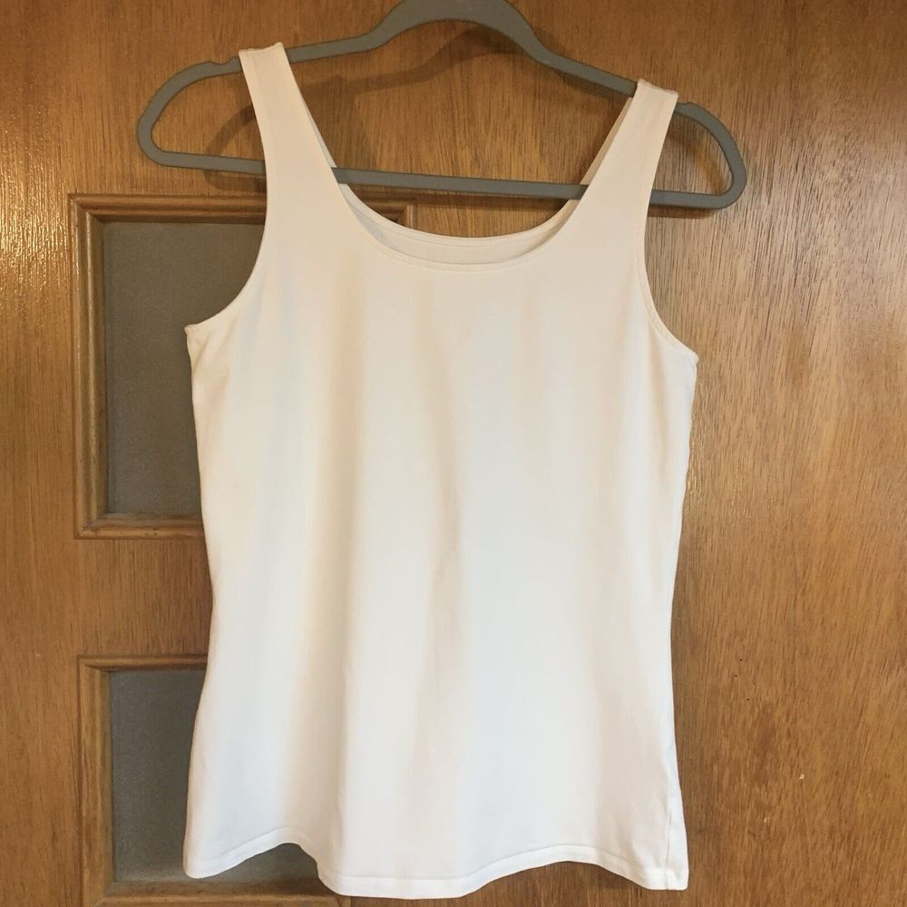 J. Jill Perfect Tank (M) - Women's White Stretch Cami Top Blouse - Basic Classic